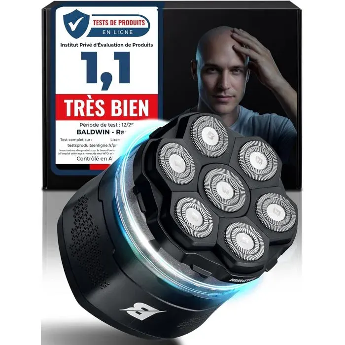 Rasoir tête chauve homme 7D à tête magnétiqueRasoir crâne à têtes rotativesTondeuse crâne chauve & rasoir chauveHead Shaver homme