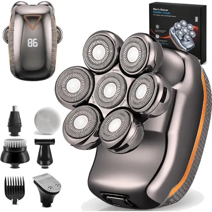 Rasoir Tete Chauve Homme 7D Skull Shaver Électrique Hommes Cheveux 90 Mins DAutonomie Rasoir Crane Homme Chauve Étanche Wet & Dry