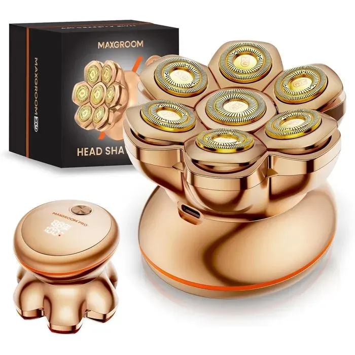 Rasoir Tete Chauve Homme2025 Rasoir CraneTondeuse CrâneCadeau Homme pour Papa et MariLames en Titane1400mAhAutonomie de 140