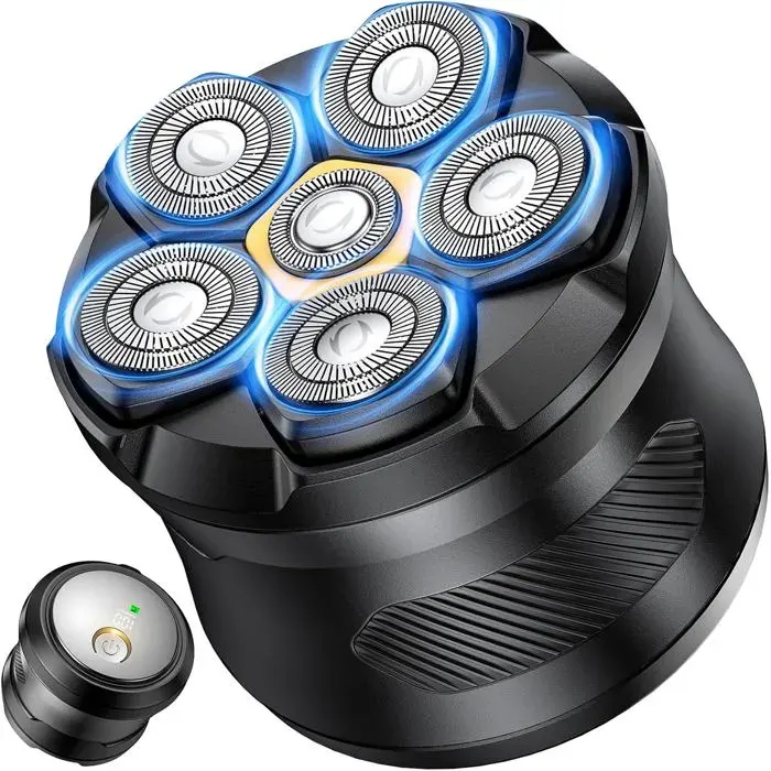 Rasoir Tete Chauve Homme6D Tête Magnétique Rasoir Électrique Humide/sec étanche IPX7 Étanche Tondeuse Crane Chauve Type-C Rasoir