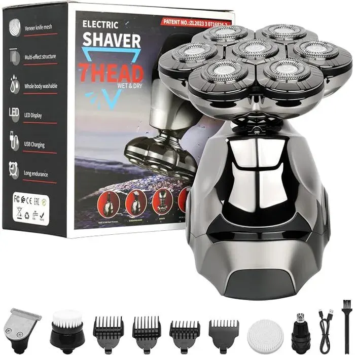 Rasoir Tete Chauve Homme7D Tête Magnétique Rasoir Électrique Humide IPX6 Rechargeable Sans Fil Tondeuse 7d 5 en RASOIR ELECTRIQUE