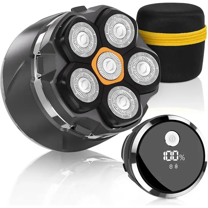 Rasoir Tête Chauve HommeVersion 2026 Améliorée 6D Rasoir Électrique à CrâneIPX8 Étanche Wet DrySans Fil Type C RASOIR ELECTRIQUE