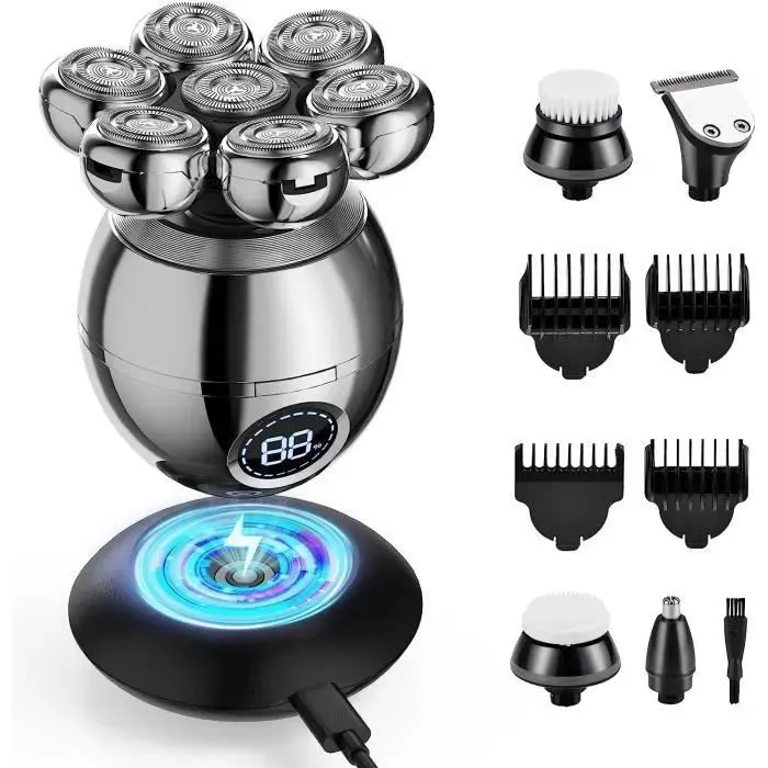 Rasoirs à tête chauve 7D pour homme rasoir électrique humide et sec pour visage et tête rasoir rotatif avec Multi RASOIR ELECTRIQUE