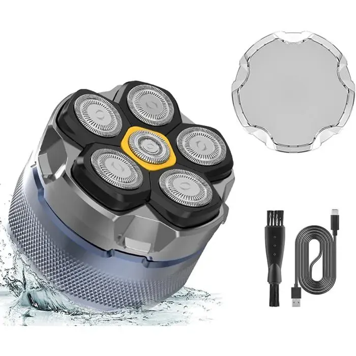 Rasoirs de tête pour hommes chauves rasoir électrique ergonomique magnétique 6D avec écran LED étanchéité IPX8