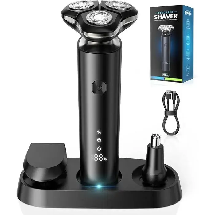 Rasoirs Électriques Homme 2025 Amélioré Tondeuse Barbe Homme Rasoir Humide/Sec Étanche Rechargeable Rasoir Electri FILS ELECTRIQUES