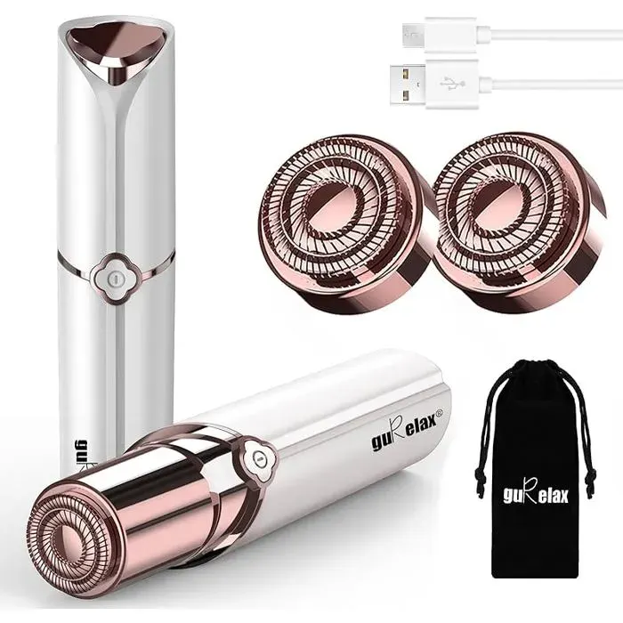 Rasoirs électriques rechargeables pour le visage - Le meilleur appareil épilation pour Blanc (2x Têtes de Rechang FILS ELECTRIQUES