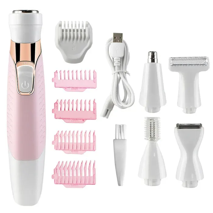 Rasoirs visage pour femmes rasoirs électriques 5 en 1 humides/secs pour visage nez sourcils barbe moustache bras jambes