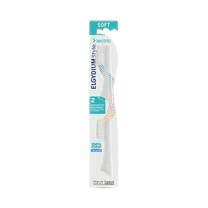 Recharges brosse à dents électrique - ELGYDIUM - Style Electric - Souple - Nylon arrondi - Plastique recyclé