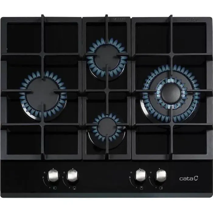 Réchaud à gaz - CATA - LCIB6031BK - 4 Brûleurs - Verre - Noir - 9200 W