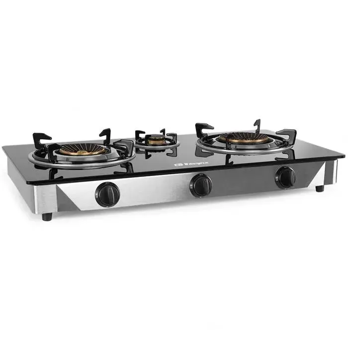 Réchaud à gaz - ORBEGOZO - 17540 - Inox - Verre trempé noir - 11 kg