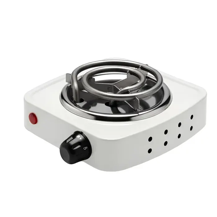 Réchaud électrique portable - AVIZAR - 500W - Plaque 14 cm - Thermostat 5 niveaux - Compact blanc — coloris Blanche
