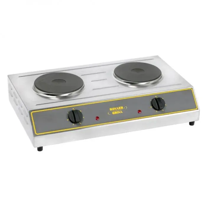 Réchaud électrique professionnel - ROLLER GRILL - 2 feux - Plaques fonte Ø180 mm - 3 kW (2x15 kW) - Inox