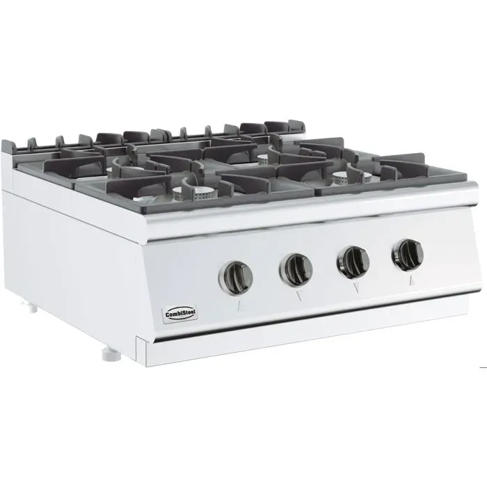 Réchaud Gaz Professionnel de 2 à 6 Feux Vifs - Gamme 700 - Combisteel - Gris - l800- L800- P700- h300- Acier Inoxydable