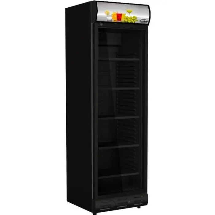 RÉFRIGÉRATEUR 1 PORTE EN VERRE NOIR SENS OUVERTURE PORTE GAUCHE