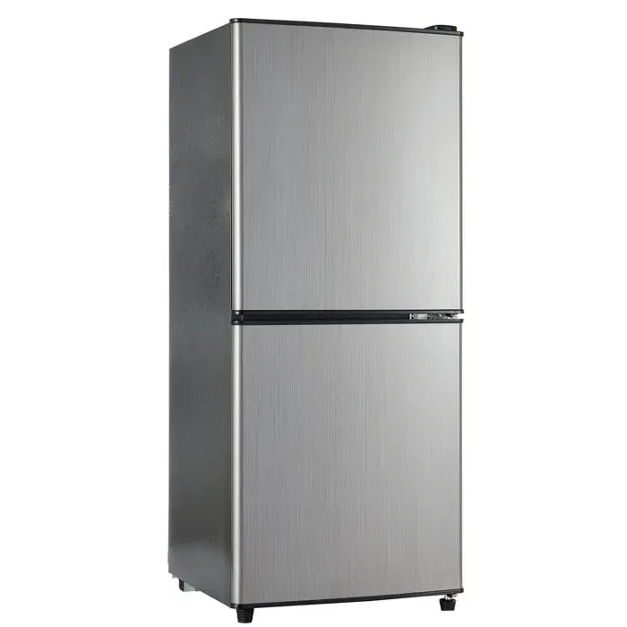 Réfrigérateur 106 L 60 L + 46 L 7 niveaux de température éclairage LED étagères réglables acier noir argent