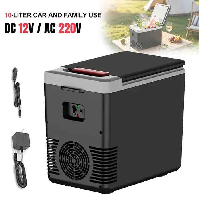 Réfrigérateur 10L Alimentation double 12 V/220 V Chaud/Froid Mini Frigo Glacière Électrique Convient aux voitures et aux maisons