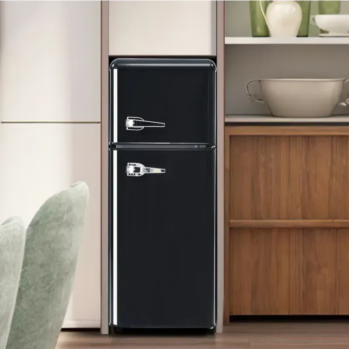 Réfrigérateur 2 portes 92 L 105.5 cm avec congélateur 28 L. 7 niveaux de température. LED. noir