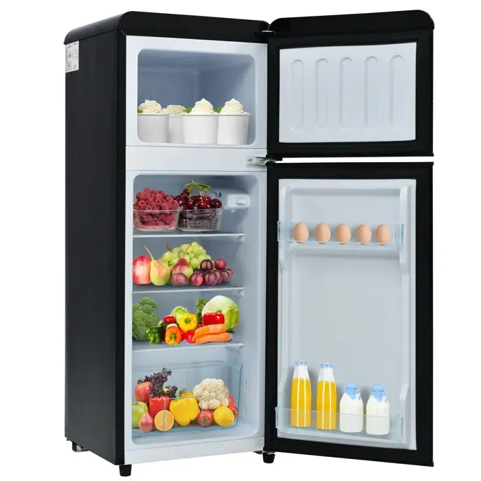 Réfrigérateur 2 portes 92 L 1055 x 41 x 455 cm avec compartiment congélateur 28 L LED réglage 7 niveaux noir