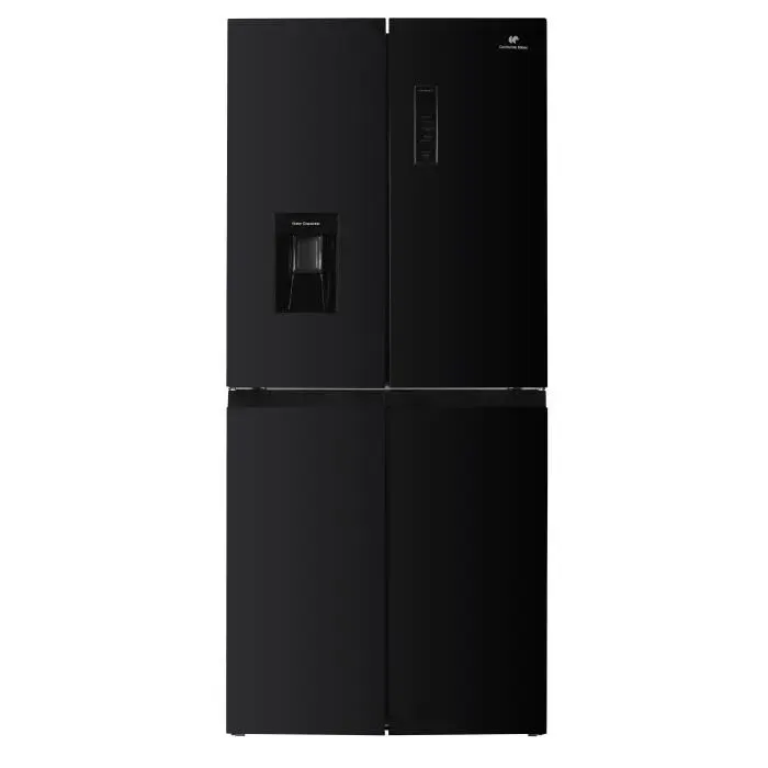 Réfrigérateur 4 portes avec distributeur deau - 464L - Total No Frost - L79 cm x H 180 cm - Noir - Classe D