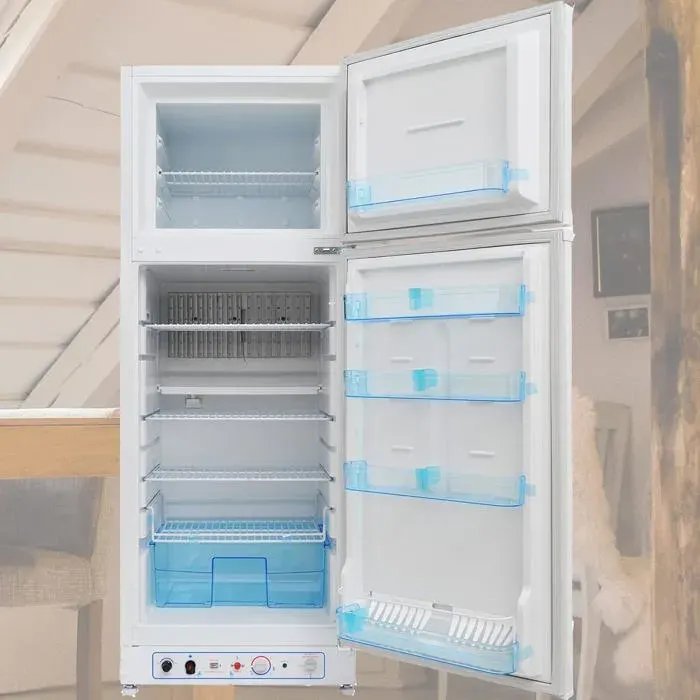 Réfrigérateur à gaz classique 275 L — SMETA — Pour maisons mobiles — Réfrigérateur au propane — Double alimentation (220 V/gaz)