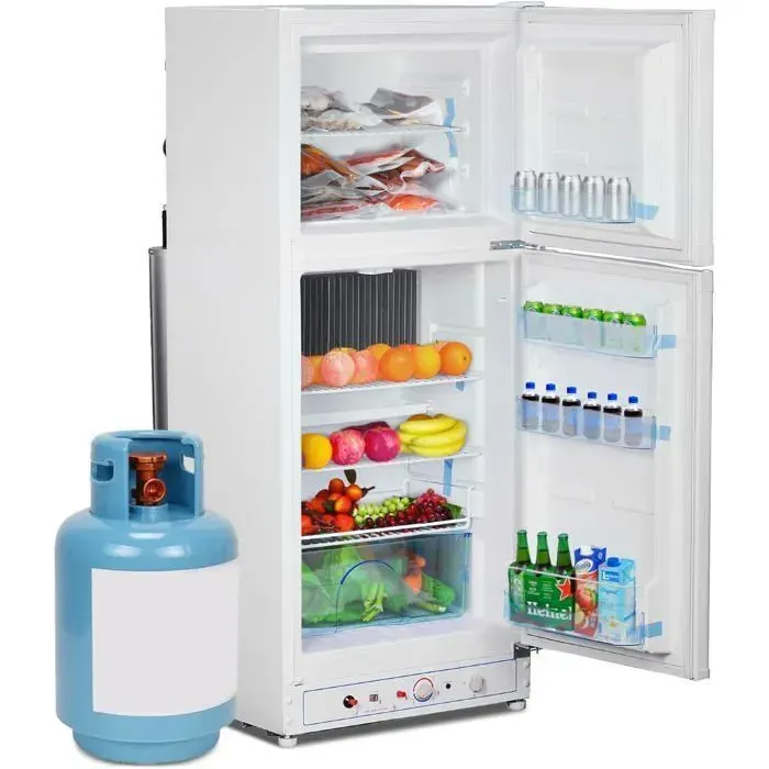 Réfrigérateur à Gaz-Smad-185L-12V/220V/GPL-Réfrigérateur Congélateur-Porte Réversible-Blanc