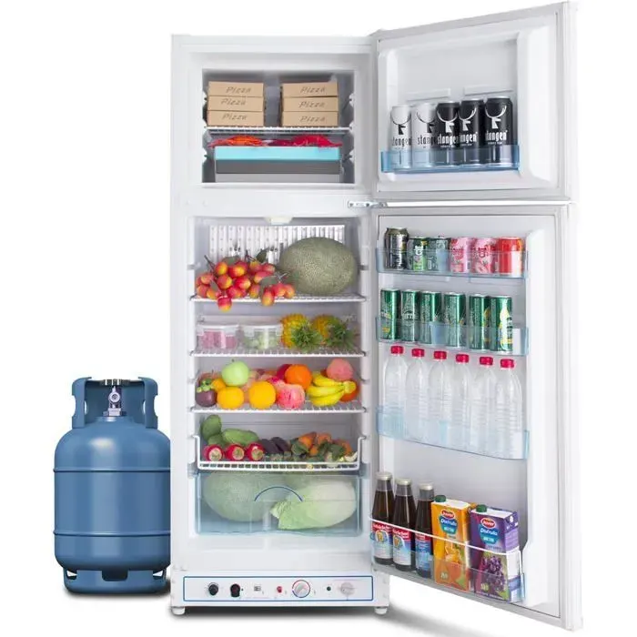 Réfrigérateur à gaz SMAD-380L-avec congélateur-Gaz/230V-Convient aux maisons de vacances et salons-Porte réversible