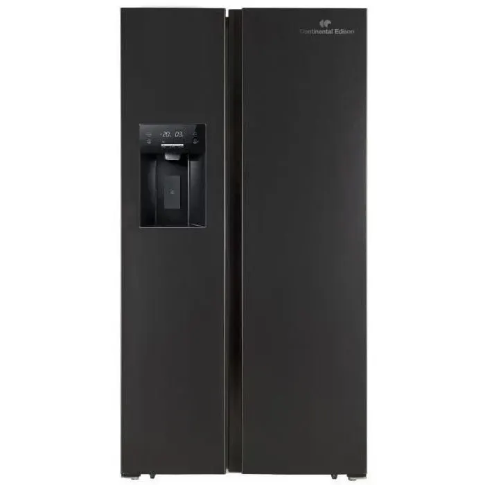 Réfrigérateur américain - CONTINENTAL EDISON - CERANF556B1 - Distributeur eau / glaçons - Classe E - 911 x 706 x 178 cm - Noir