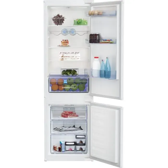 Réfrigérateur combiné - BEKO - BCHA275K4SN - Intégrable - 262 L (193 + 69) - FrostFree - Classe E - HarvestFresh - 177.5x54x54.5