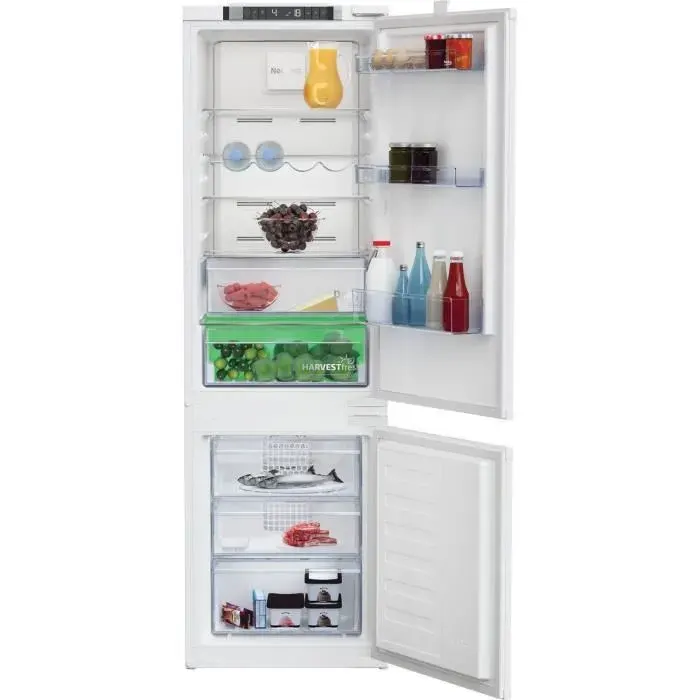 Réfrigérateur combiné - BEKO - Intégrable - 254 L (185 + 69) - Froid ventilé - HarvestFresh - Classe E - 177.5x54x54.5