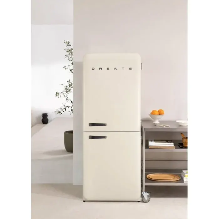 Réfrigérateur Combiné - Create - Style Rétro - 401L - No Frost - Silencieux