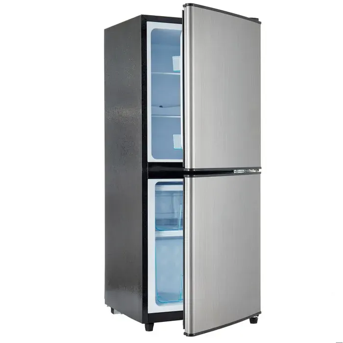 Réfrigérateur combiné pose libre 106 L – Congélateur bas 4 étoiles – Argent et noir