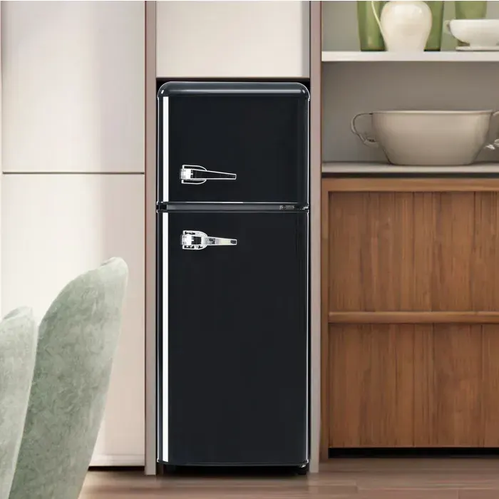 Réfrigérateur combiné rétro – noir – pose libre – 92 L – classe D – 1055 cm