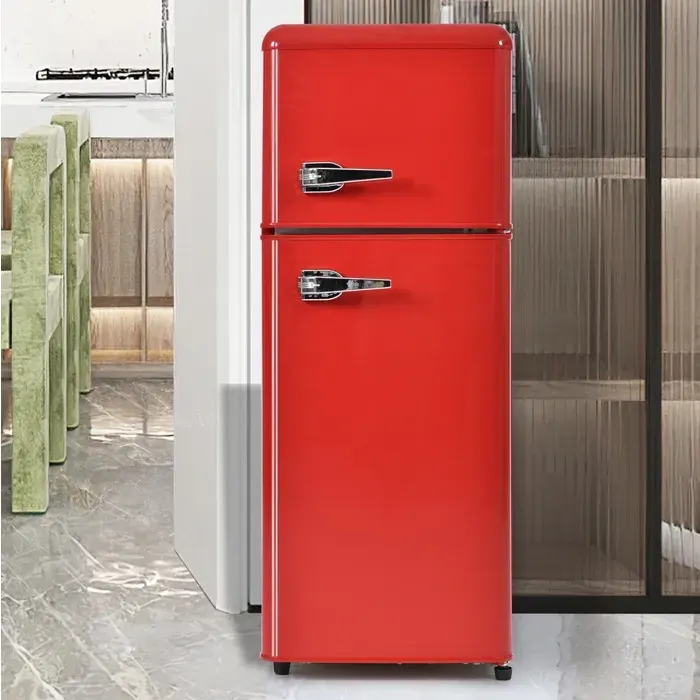 Réfrigérateur combiné rétro rouge – double porte – 92 L – 28 L congélateur – classe D
