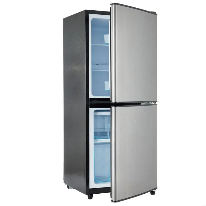 Réfrigérateur congélateur 106 L 60 L + 46 L 7 niveaux de température éclairage LED inox noir argent