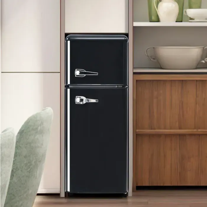 Réfrigérateur congélateur 2 portes 92 L à pose libre avec LED et réglage 7 niveaux - BEAUNIV - plastique noir 1055 × 41 × 455 cm