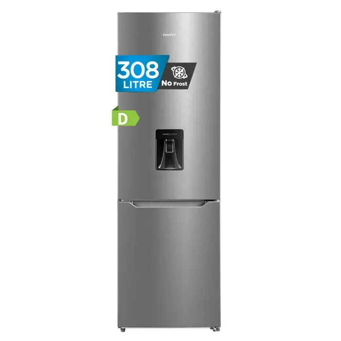Réfrigérateur Congélateur Bas COMFEE - 308L(222L+86L) - Classe D - No Frost - L 63 cm x H 188 cm - Distributeur deau - Inox