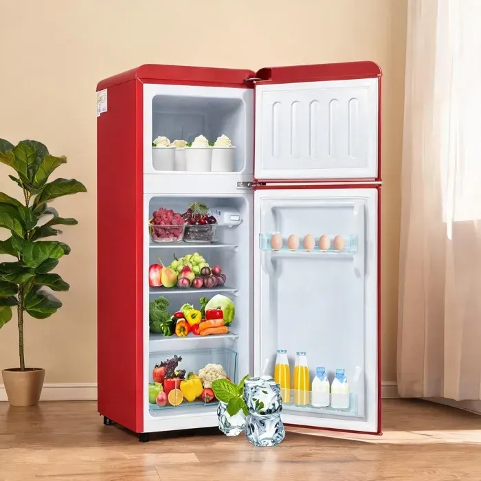 Réfrigérateur-congélateur compact classic red 2 portes 92 L pose libre 1055 cm