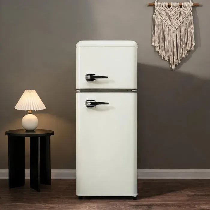 Réfrigérateur-congélateur compact deux portes 92 L blanc antique 105.5 cm pose libre classe D
