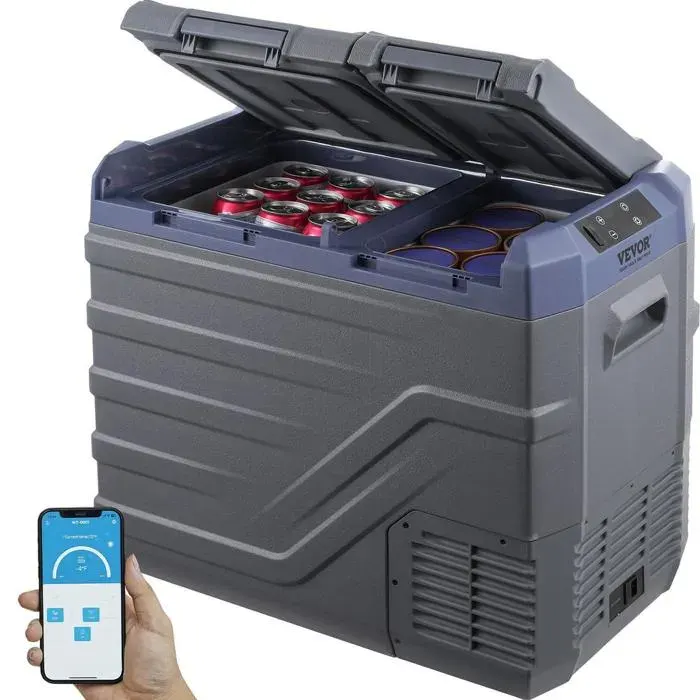Réfrigérateur de voiture 12 volts congélateur portable 40 litres à deux zones plage de température réglable de -20 °C à 20 °C ali