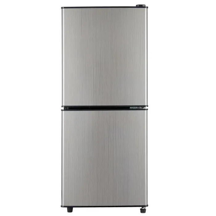 Réfrigérateur double porte 106 L compartiment froid 60 L et congélateur 46 L 7 niveaux LED noir argent ORVRYN