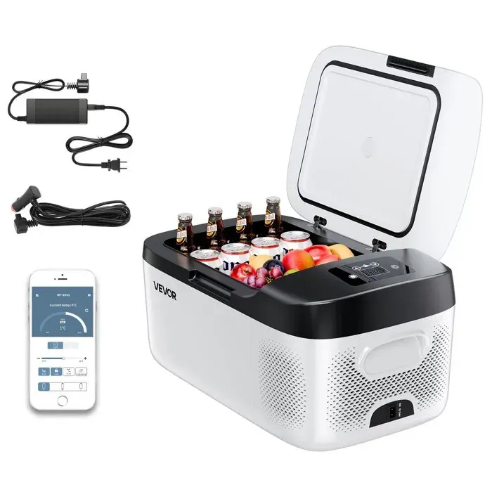 Réfrigérateur portable 15L à compresseur -20~20°C 12/24V & 100-240V contrôle APP pour voiture/camping