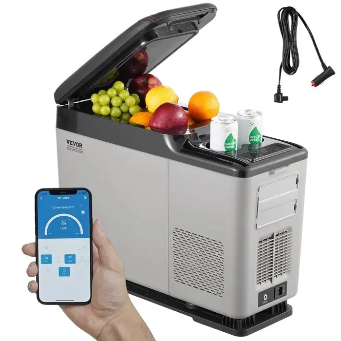 Réfrigérateur portable 15L à compresseur 45W -20~20°C avec accoudoir pour voiture/camping/bateau/maison