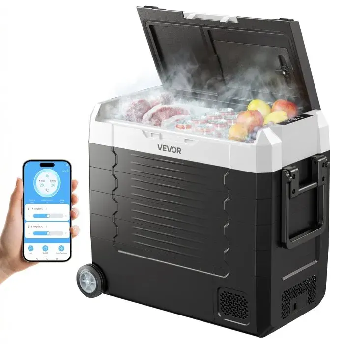 Réfrigérateur portable 55L à compresseur 2 zones -20~20°C contrôle APP camping/pêche/caravane