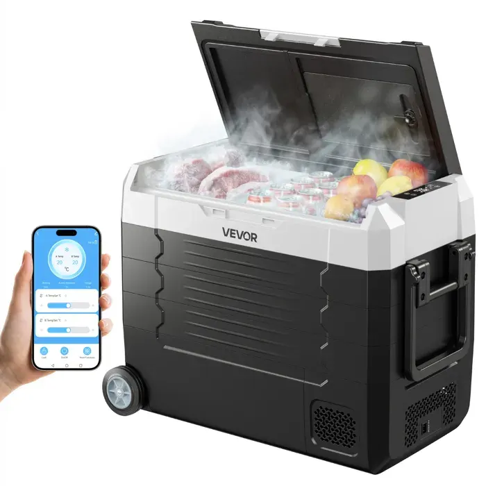 Réfrigérateur Portable à Compression 45 L-VEVOR-Glacière Électrique DC 12/24 V et AC 100-240 V -20 à 20 °C — coloris Noir