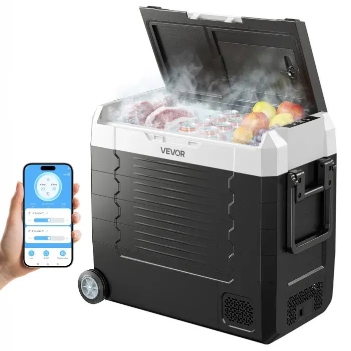Réfrigérateur Portable à Compression 55 L-VEVOR-Glacière Électrique DC 12/24 V et AC 100-240 V -20 à 20 °C — coloris Noir