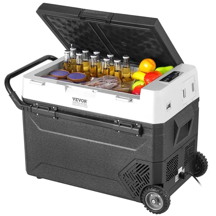 Réfrigérateur Portable à Compression 60 L-VEVOR-12 V-Glacière sur Roulettes à Zone Unique-Camion Bateau Maison Camping Extérieur