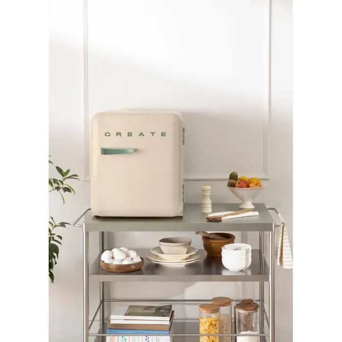 Réfrigérateur rétro 48L - Create - Esthétique années 50 - Grande capacité - Intérieur compartimenté