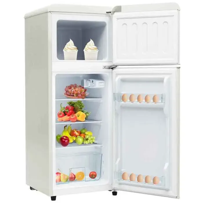 Réfrigérateur rétro 92 L 2 portes avec congélateur 28 L LED 7 niveaux silencieux 45 dB compact