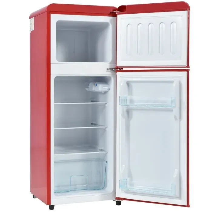 Réfrigérateur Rétro Combiné 92L Congélateur 28L Silencieux Classe D Éclairage LED