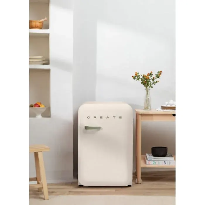 Réfrigérateur rétro - Create - 107L - Esthétique années 50 - Blanc cassé